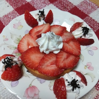 すぐ出来る♡小袋バウムクーヘン♪で作る苺ケーキ♬